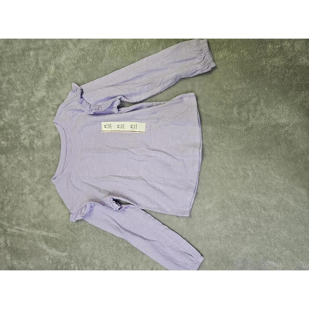 New Cat and Jack girls long sleeve top with ruffles lavender Size XL 14